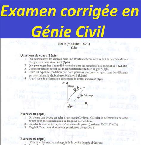 Examen Corrig E En G Nie Civil Cours G Nie Civil Outils Livres