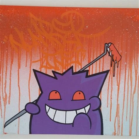 Gengar Rolling Graffiti Character On Canvas Graffiti Characters