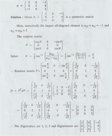 Eigenvalue Of A Matrix By Jacobi Method For Symmetric Matrix Solved