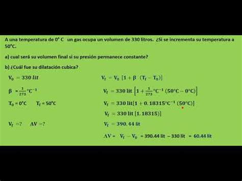 A Una Temperatura De C Un Gas Ocupa Un Volumen De Litros Si Se
