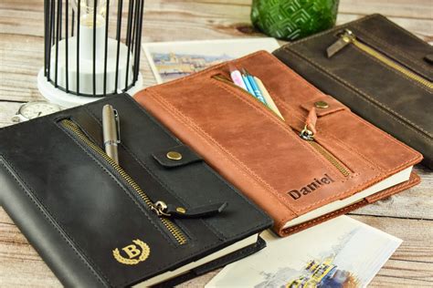 Leather Journal Notebook With Pencil Case Gift Journal Etsy