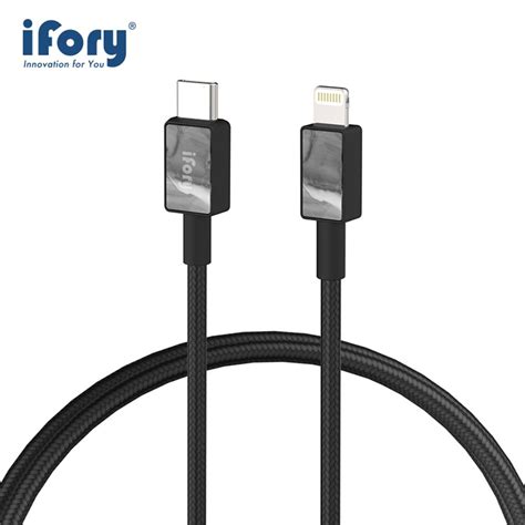 Ifory Type C To Lightning蘋果mfi認證pd快充編織充電傳輸線 09m曜石黑 Pchome 24h購物