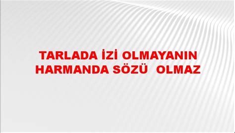 Tarlada Zi Olmayan N Harmanda S Z Y Z Olmaz Atas Z N N Anlam Ne