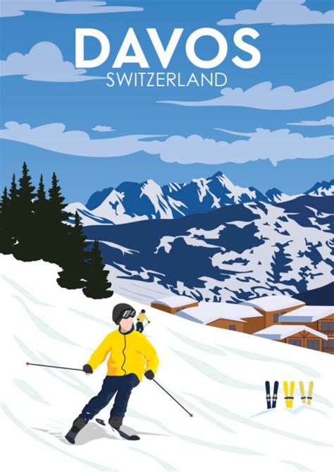 Davos Schweiz Vintage Skiplakate Poster Posterland