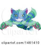 Grinning Striped Blue And Green Cheshire Cat Posters Art Prints By