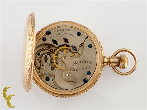 Hampden 14 Karat Gold Antique Pocket Watch Gr 206 11 Jewel Full Hunter