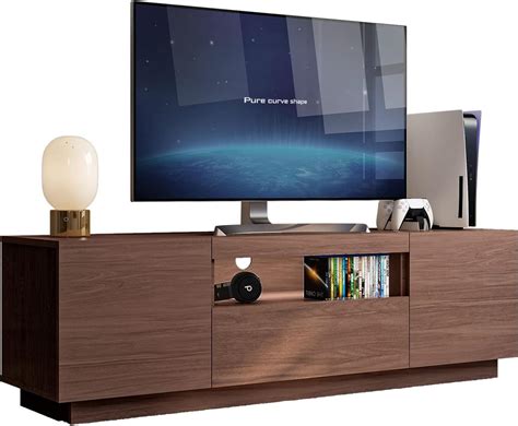 Amazon Bonzy Home Walnut TV Stand With LED Lights And PIR Sensor