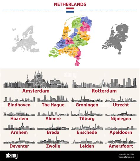 Netherlands map with main cities on it. Dutch cities skylines ...