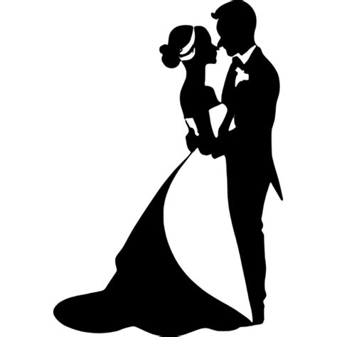 Elegant Wedding Couple Silhouette Svg