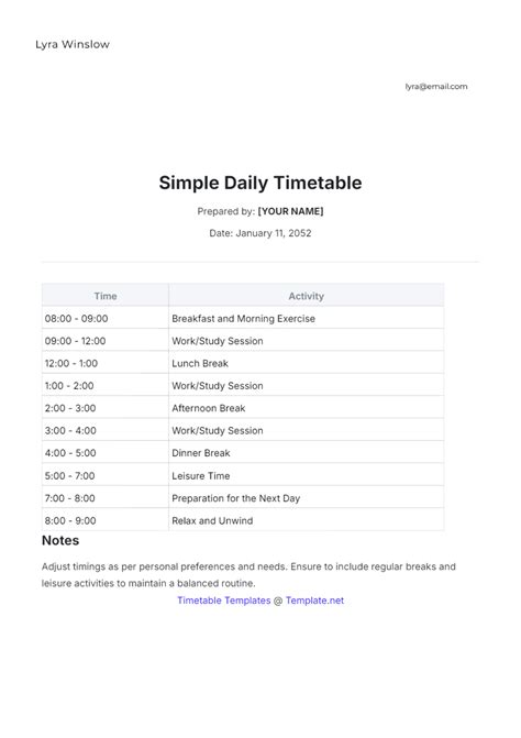 Free Study Timetable Template Edit Online And Download