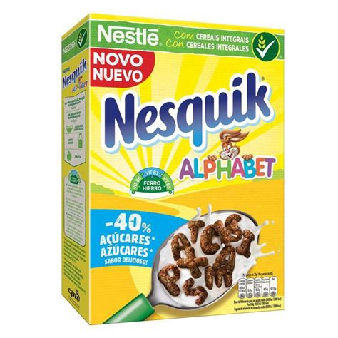 Caja cereales Nesquik Alphabet Nestlé letras cereal Cajas Cereal