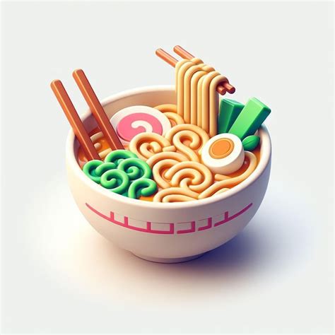 Premium Photo 3d Rendering Of A Bowl Of Ramen On A White Background
