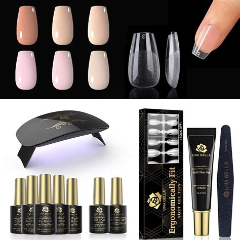 Amazon Una Gella Gel Nail Polish Starter Kit Colors Short Coffin