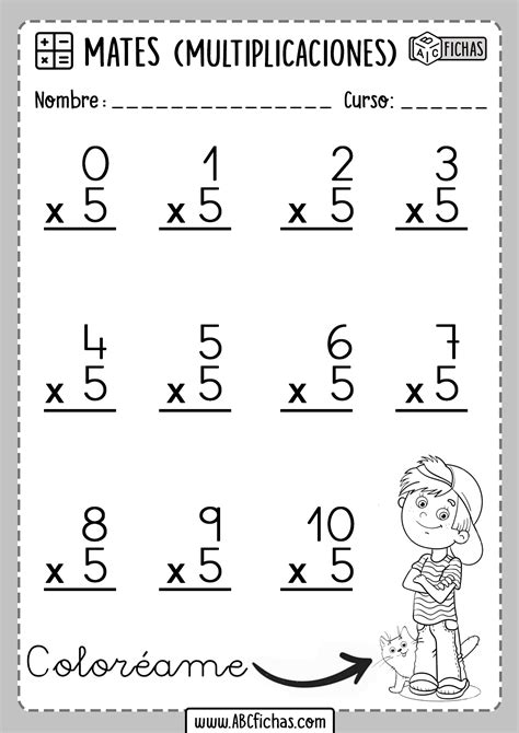 Ejercicios De Multiplicaciones Tabla Del Abc Fichas