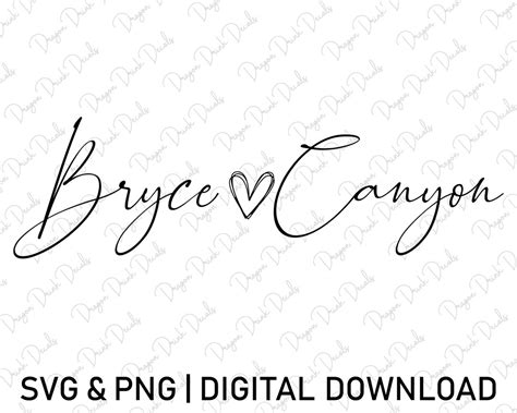 Bryce Canyon National Park Svg Digital Download Cursive Font Svg