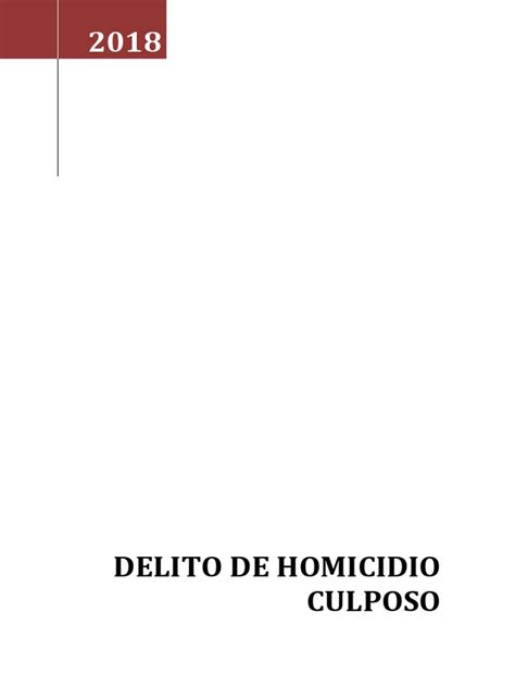 Monografia Homicidio Culposo Pdf Derecho Penal Homicidio