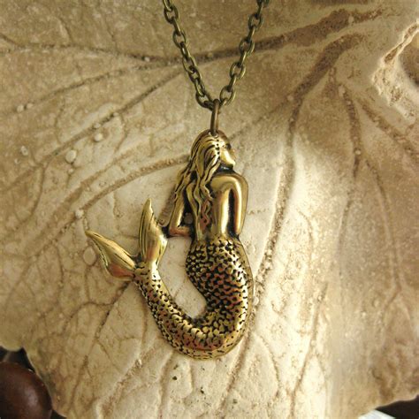 Mermaid Necklace Gold Mermaid Beach Jewelry Little Mermaid