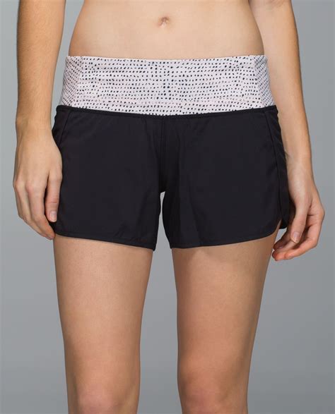 Lululemon Run Times Short 4 Way Stretch Black Speckle Dot Parfait