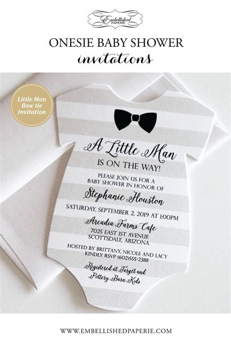 Baby Shower Onesie Invitation Silver Grey Shower Invite Baby Boy