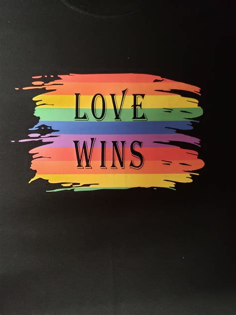 Love Wins Rainbow Vinyl Pride Black Shirt Lesbian Gay Bi Etsy