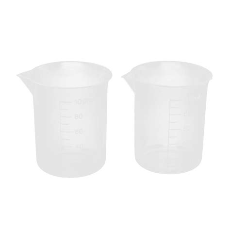 Mzwoshinx For 2 Clear Plastic Graduated 100ml Measuring Cup Beaker Lab Pcs Glassandbottle Reusable