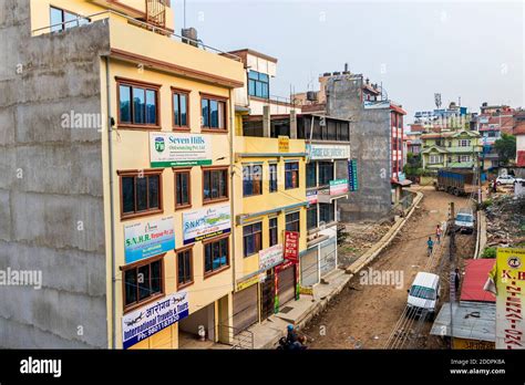 Colorful Dirty And Dusty Street And Area In Sinamangal Kathmandu