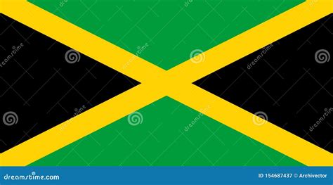 Bandeira De Jamaica Em Cores Oficiais E Prolongamento Do