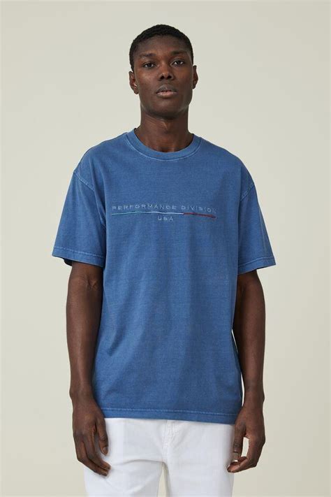 Loose Fit Classic T Shirt Washed Cobalt Performance Cotton On T