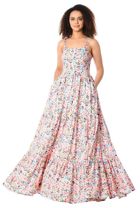 Floral Print Cotton Tier Maxi Dress Tiered Maxi Dress Maxi Dress