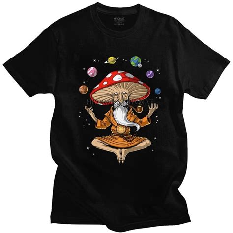 Buddha Magic Mushroom T Shirt For Men Soft Cotton Streetwear T Shirt Short Sleeved Psilocybin