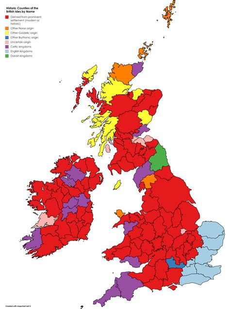 Historic Counties Of The British Isles By Origin Of Name R Mapporn