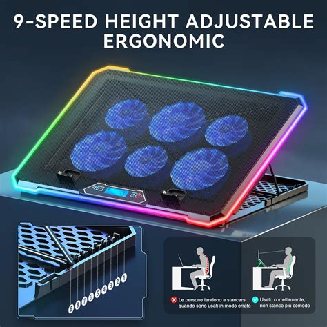 Kyolly Rgb Laptop Cooling Pad Quiet Cooling Fans Height Stand