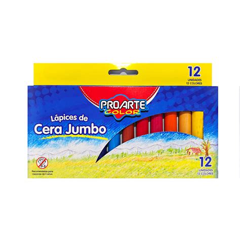 LÁPIZ CERA 12 COLORES JUMBO PROARTE