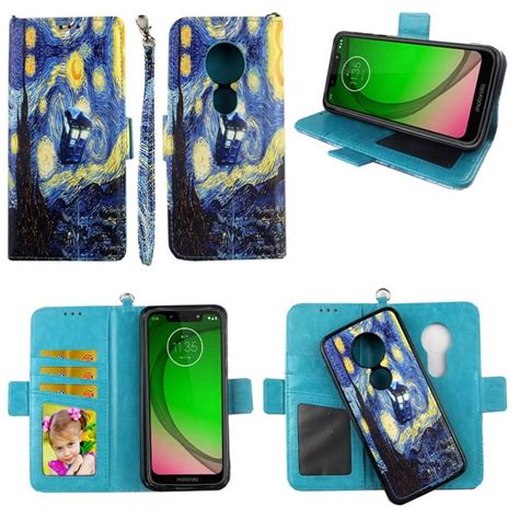 Starry Night Case For Moto G7 Play Revvlry Case Motorola G7 Optimo Magnetic Detachable Pu