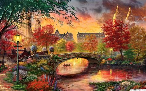 Thomas Kinkade Autumn In New York - 2560x1600 Wallpaper - teahub.io