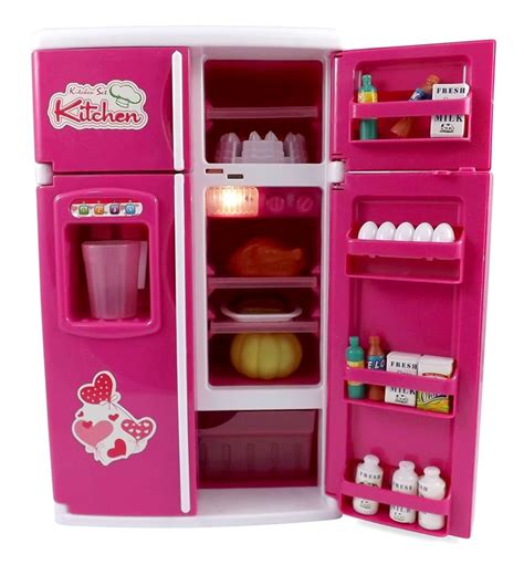 Dream Kitchen Refrigerator Pink Toy Fridge Playset For Kids With Play