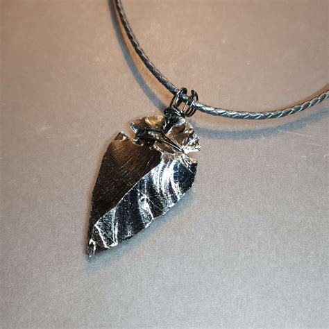 Inch Black Obsidian Arrowhead Necklace For Men Pendant On Black