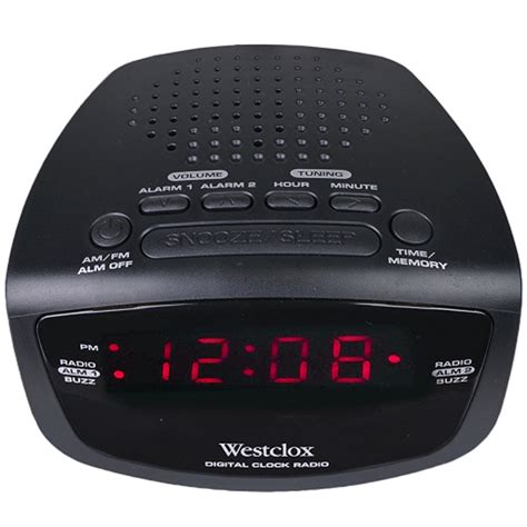 Westclox 80209 AM/FM Dual Alarm Clock Radio with Digital Tuning in Bla ...