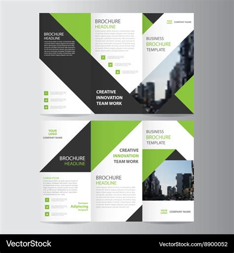 Green Business Trifold Leaflet Brochure Template Vector Image