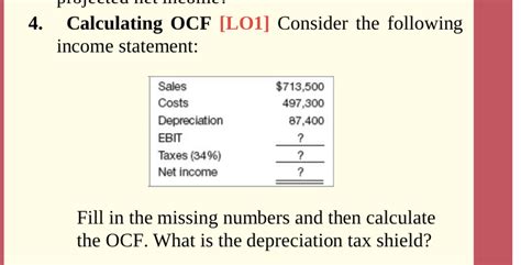 Solved Calculating Ocf Lo1 Consider The Following Income