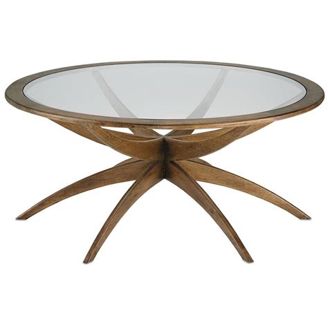 Henry Mid Century Weathered Walnut Round Round Coffee Table Inch