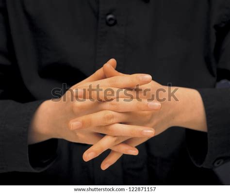 Holding Both Hands Together Fingers Crossed Stock Photo 122871157 ...