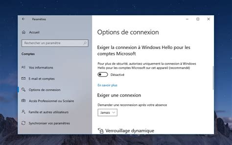 Windows 10 comment supprimer le mot de passe à chaque démarrage