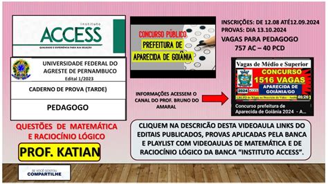 Banca Access Concurso Aparecida De Goiâniago 800 Vagas Para