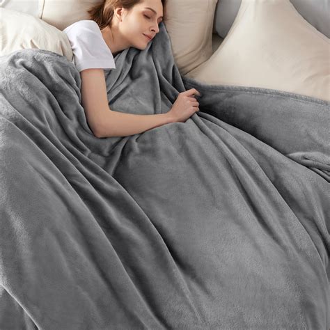 Bedsure Fleece Bed Blankets Queen Size Grey Soft Lightweight Plush Fuzzy Cozy Blanket90x90