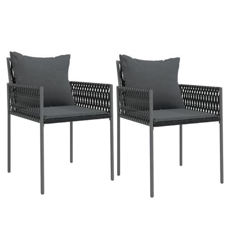 Zerodis Chaises De Jardin Avec Coussins Lot De 2 Noir 54x61x83 Cm Rotin