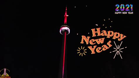 New Year Cn Tower Light Show Toronto Canada January Youtube