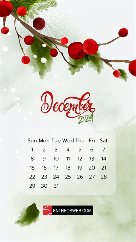 December 2024 Calendar Phone Wallpaper | EntheosWeb