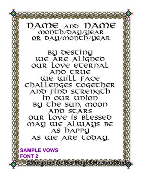 Viking Norse Celtic Custom Wedding Vows Print Pagan Handfasting