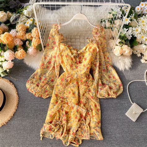 Lucuna Floral Puff Sleeve A Line Dress Yesstyle Cute Dresses Casual